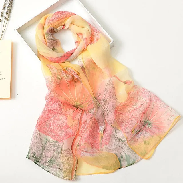 Summer Lotus Sunscreen Women's Silk Scarf