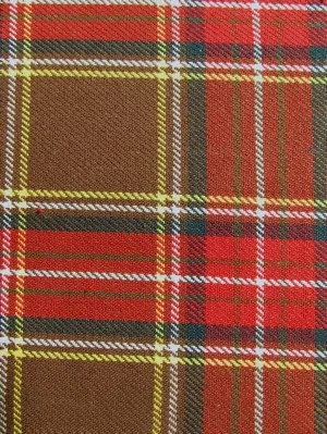 Tartan Plaid Japan Yoshiwa Twill Cotton Fabric / Brown/Red / Sold By The Yard