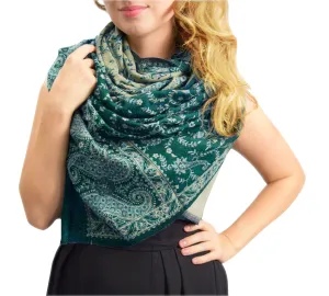 Thick 4 Ply Blanket Scarf Reversible Paisley Pashmina Thick Scarf Wrap Shawl Cream/Pink