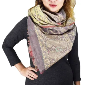 Thick 4 Ply Blanket Scarf Reversible Paisley Pashmina Thick Scarf Wrap Shawl Orange