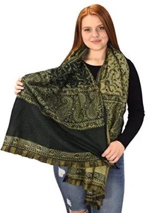 Thick 4 Ply Blanket Scarf Reversible Paisley Pashmina Thick Scarf Wrap Shawl Taupe Coral