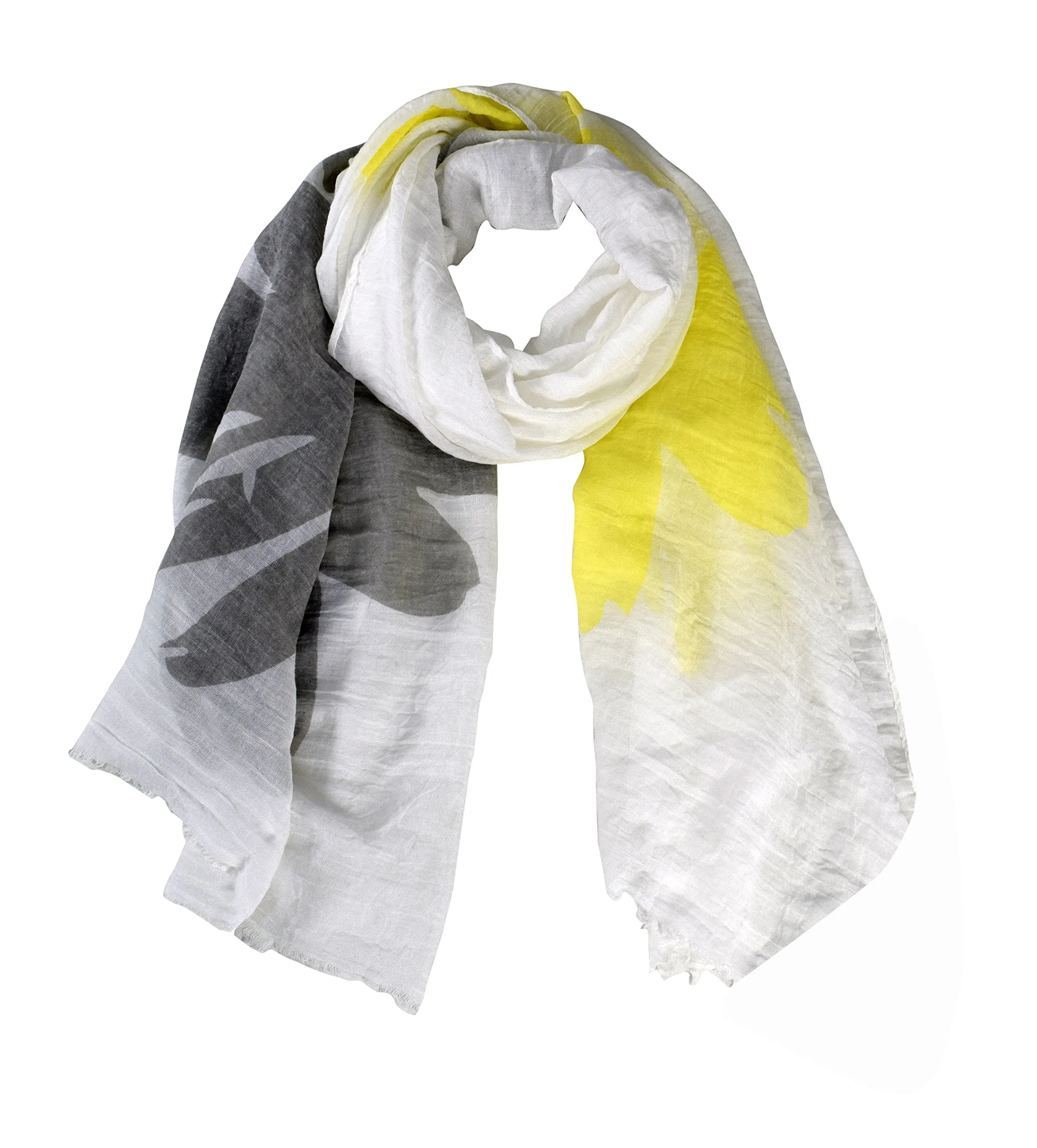 Womens Abstract Feather and Flower Design Scarves Value Pack of 2