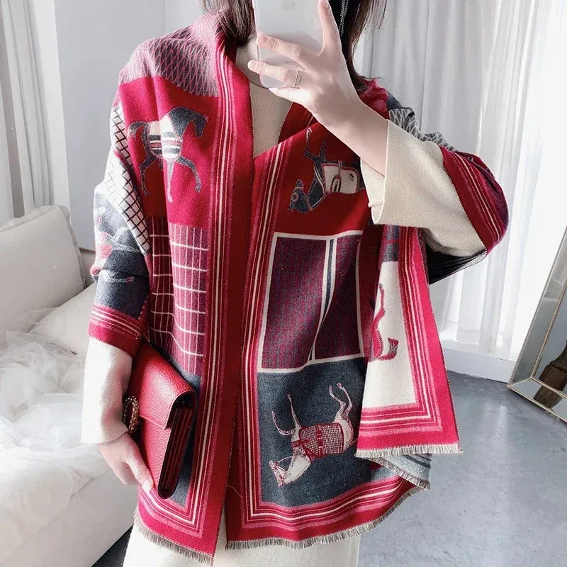 Women's Winter Scarf Luxury  Design Warm Pashmina Blanket