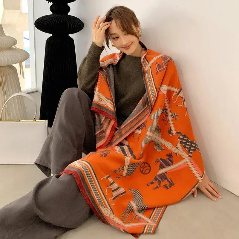 Women's Winter Scarf Luxury  Design Warm Pashmina Blanket