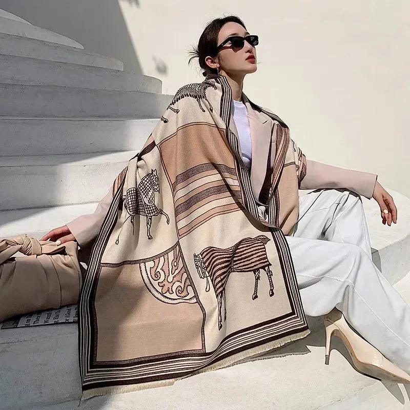 Women's Winter Scarf Luxury  Design Warm Pashmina Blanket