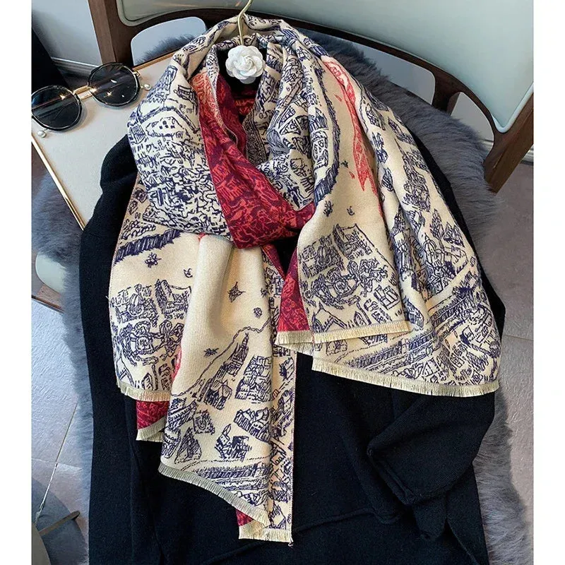 Women's Winter Scarf Luxury  Design Warm Pashmina Blanket